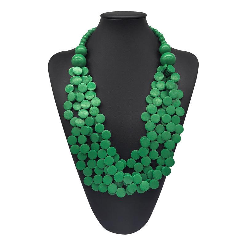 

Богемское многослойное ожерелье из дерева ручной работы и кулон, винтажное красочное деревянное ожерелье