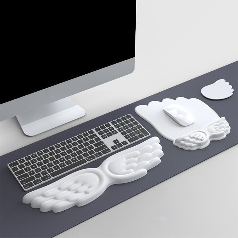 Mousepad Ergonomic Angel Keyboard Mouse Wrist Rest Office Typing Protection Relax Wrist Memory Foam Mouse Pad Computer Laptop PC