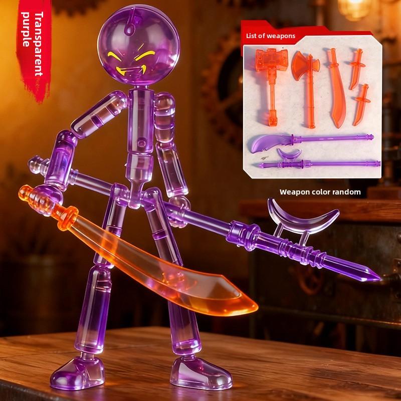 1 Set Novelty Action Figure Stickman Assembled Robot Movable 3d Printing Mannequin Multi-jointed Stickman Toy