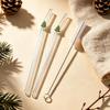 2Pcs Christmas Reusable High Borosilicate Glass Drinking Straws Set Set with 1Pc Brush Milk Shake Coffee Cocktail Straw Bar
