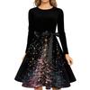 Women's Fashionable And Elegant  Winter Long-sleeved Christmas Tree Print Dress
