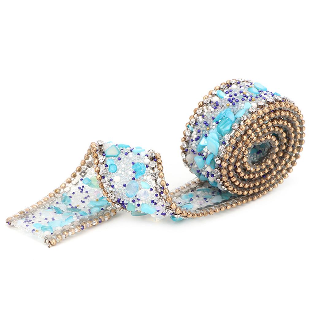 2.5cm Mesh Wrap Roll Rhinestones Chain Trim Ribbon Decoration (#01)