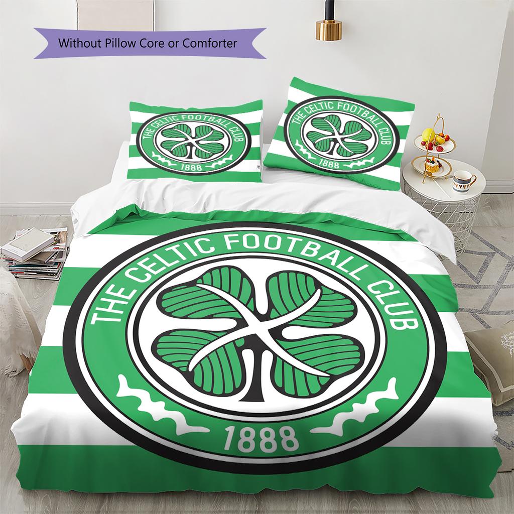 Motif Écusson du Celtic FC Literie Décoration de Maison Cadeau d'Anniversaire (1 housse de couette + 2 taies d'oreiller, sans garniture.)