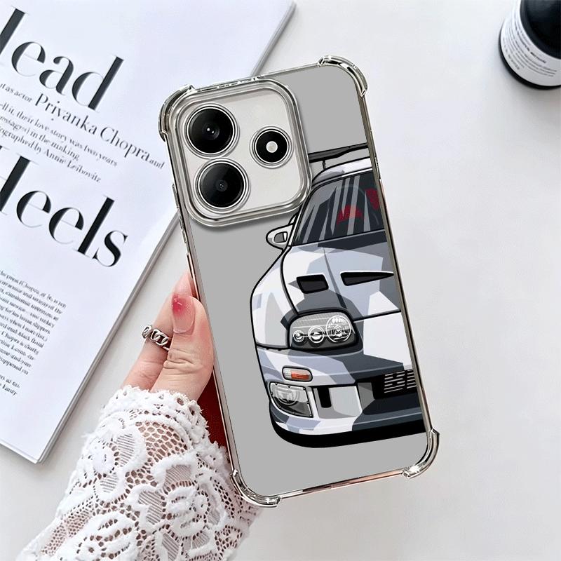 

Simple Japanese Sports Cars Pattern Soft Phone Case For Xiaomi Redmi Note 14 15 Pro Plus 13 12 11S 11T 5G 10 9S 9 Plating Anti-F Redmi Note 12 5G