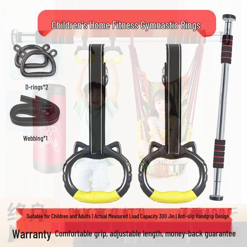 Регулируемая дверная перекладина для подтягиваний без сверления с кольцами для взрослых и детей