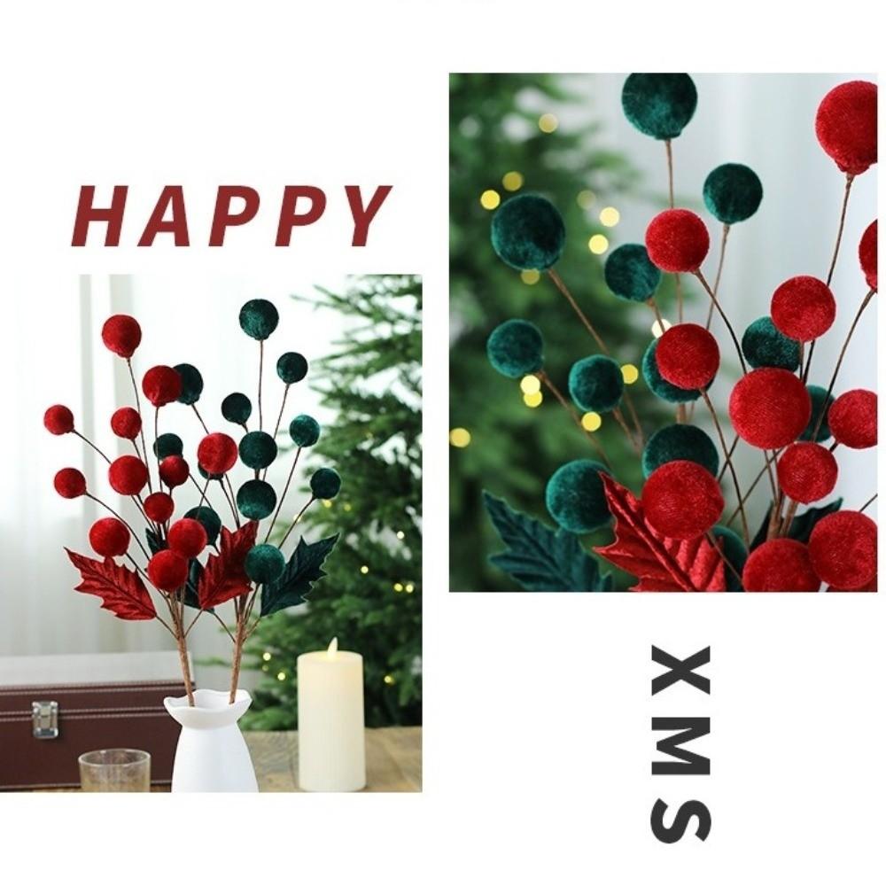 Fashion Velvet Christmas Ball Branches Multicolored DIY Xmas Decorations Handmade Party Supplies Christmas Table Centerpieces