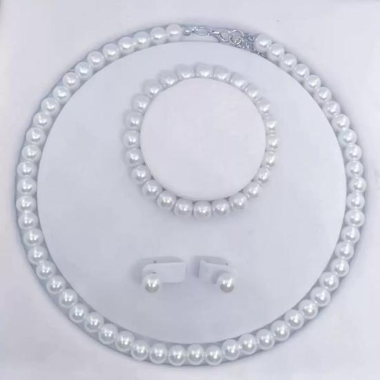1/2 Sets White Imitation Pearl Jewelry Set Choker Necklace Stud Earrings Bracelet Set Jewelry Accessories