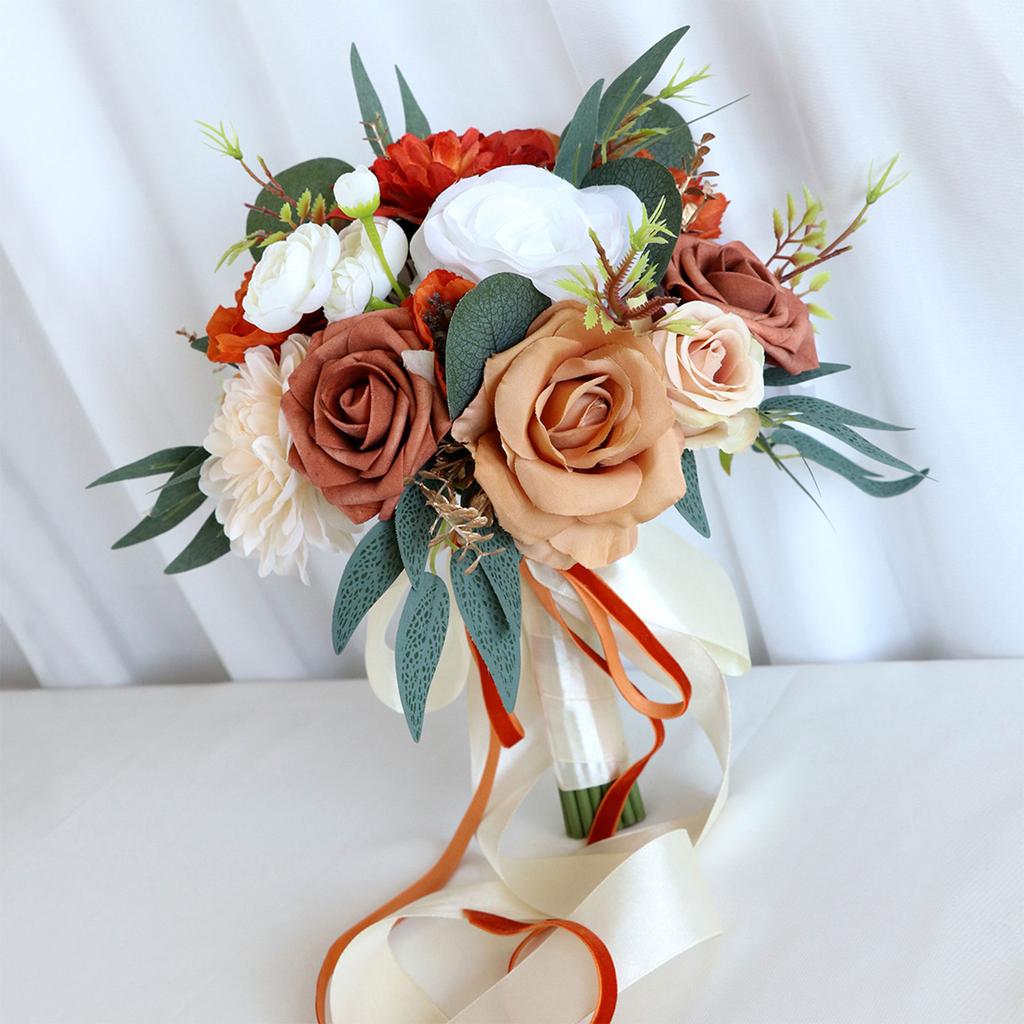 Wedding Bouquets with Ribbon for Bride Bridesmaid Artificial Flower Bridal Bouquets for Wedding Ceremony Valentines