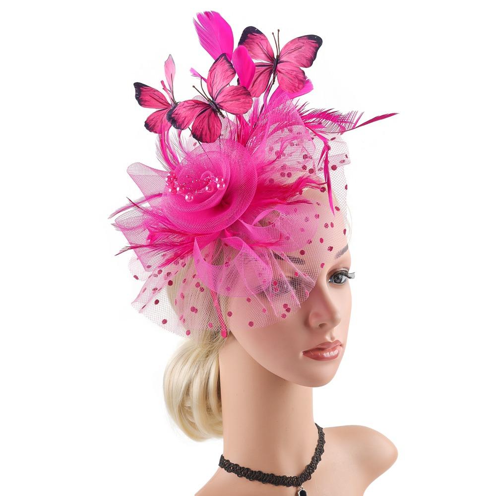 Tea Party Butterfly Derby Hat Classic 1920s Fascinator Bridal Wedding Headpiece for Women