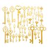 Economic 40 Style DIY Key Shape Charms Mix  Golden Silver Antique Brass Metal Skeleton Key Pendant Charms Tags Wedding Gifts