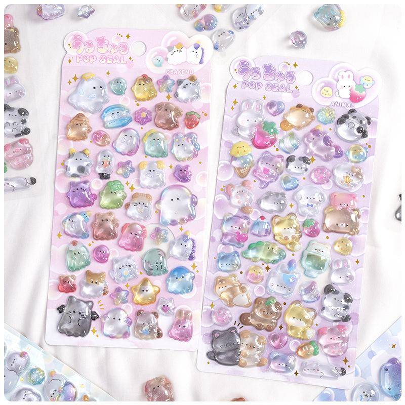 3D Relief Fun Acrylic Diamond Stickers - Aesthetic Diy Craft Decals, Waterproof For Kids Handmade Notebook Phone Decor Gifts
