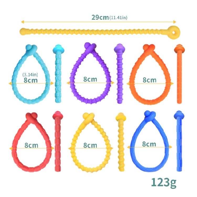 6Pieces Stretchy Silicone Bracelets Kids Sensory Toy Adjustable Textured Wristband Stress Relief Stimulation Sensory Toy