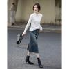 Women's Autumn Elegant Semi-High Neck Stretch T-Shirt