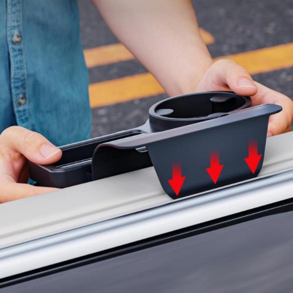 Car Door Cup Holder Window Drink Bottle Holder Stand Phone Key Organizer with With Dual Hanging Hooks & Charging Port Accessorie