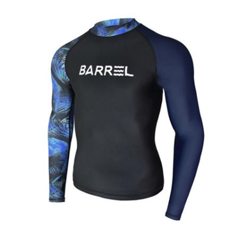 Mens Long Sleeve Rash Guard UPF 50 Sun Protection Swim Shirt Surfing Swimming Snorkeling