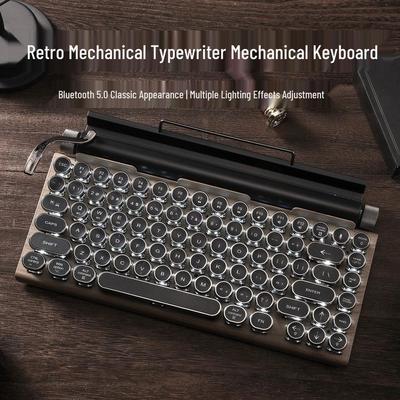 OUSEITECH Retro Polka Dot Bluetooth 5.0 Mechanical Keyboard and Mouse with Blue Switches
