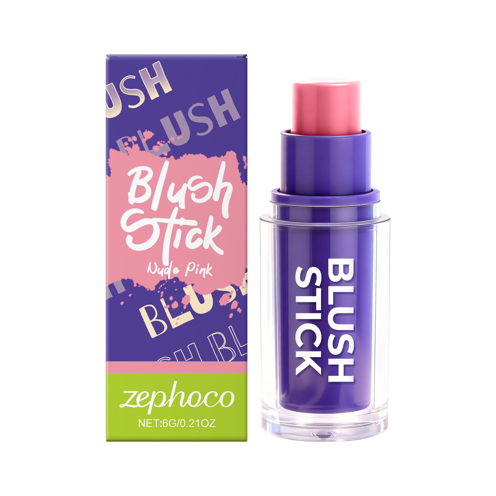 Zephoco Silky Nude Pink Blush Stick: Natural Blend, Rosy Glow, Good Color Payoff for Daily Makeup