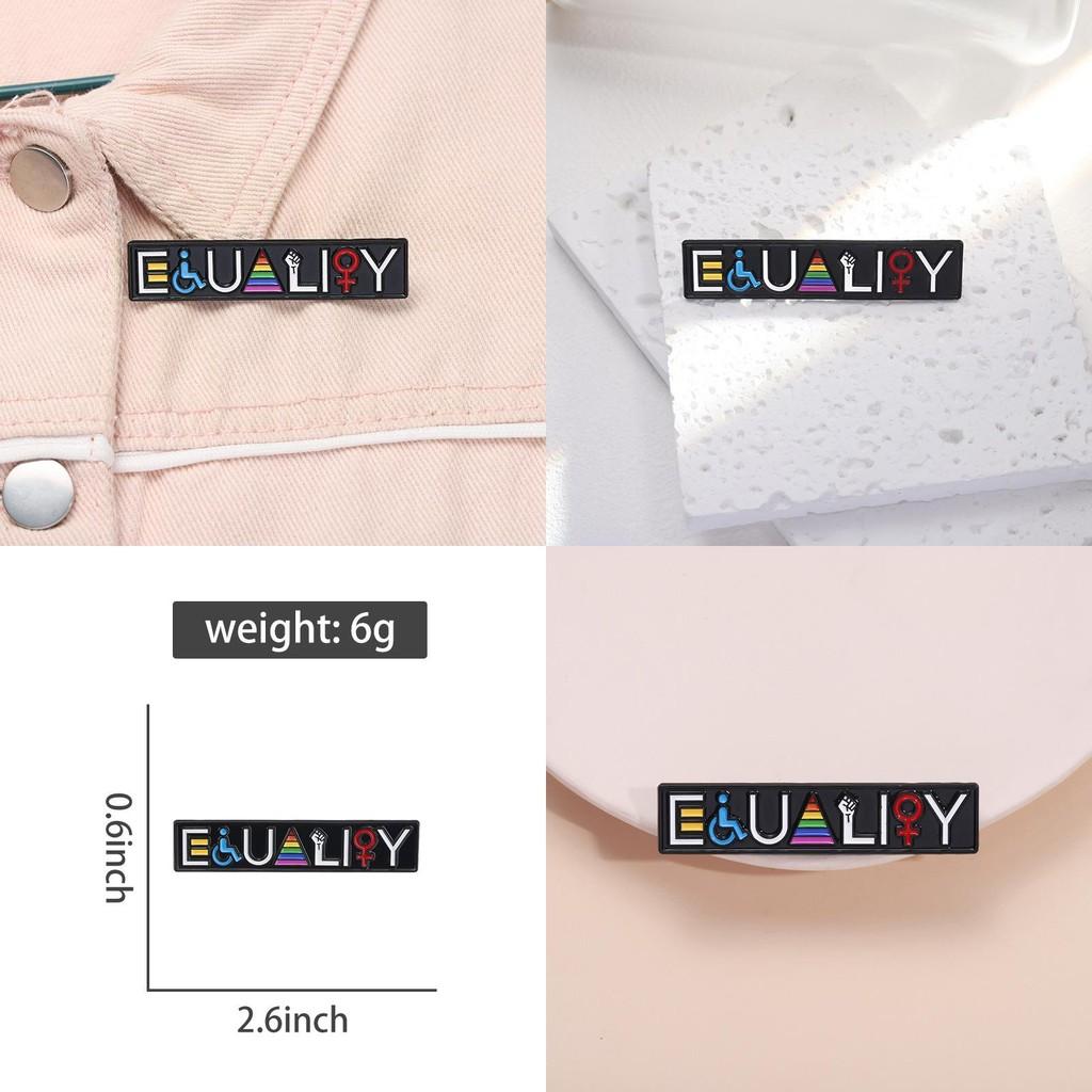 Kreatives Gleichheitswort Regenbogenfarbenes Metallabzeichen Bunte Emaille-Brosche für Outfits und Taschen