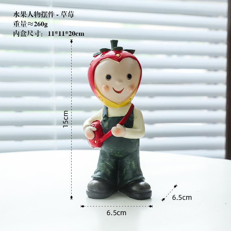 1pc Cute Cartoon Fruit Hanging Doll Ornament Creative Desktop Small Ornament Home Decoration Resin Gift