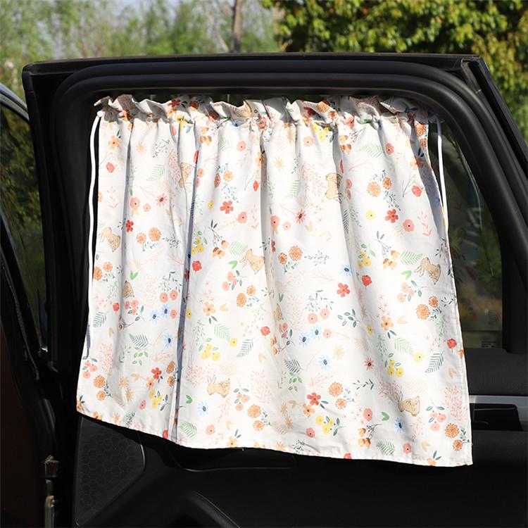 Summer Cartoon Cotton Car Sunshade Blackout Curtains with Suction Cups - Sun Protection and Heat Insulation.