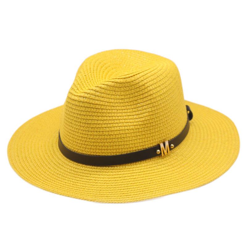 Classic Cowboy Jazz Straw Hat Wide Brim Summer Beach Sun Protection Casual Fedora Cap Panama