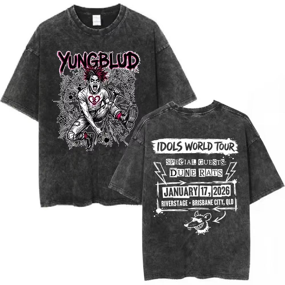 Washed Vintage Singer Yungblud IDOLS Album Merch Tshirt Men Women Clothing Fashion Short Sleeve Cotton Casual Oversized T Shirt