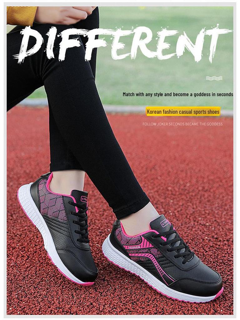 Dámské ploché neklouzavé kožené nepromokavé tenisky na jaro a léto, ideální pro volný čas, běh a cestování.