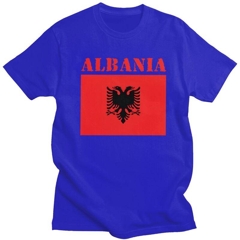Custom Fashion Albania Flag T Shirts Men ShortSleeve Tshirts Casual Tee Tops Pure Cotton Oversized Tshirts Gift
