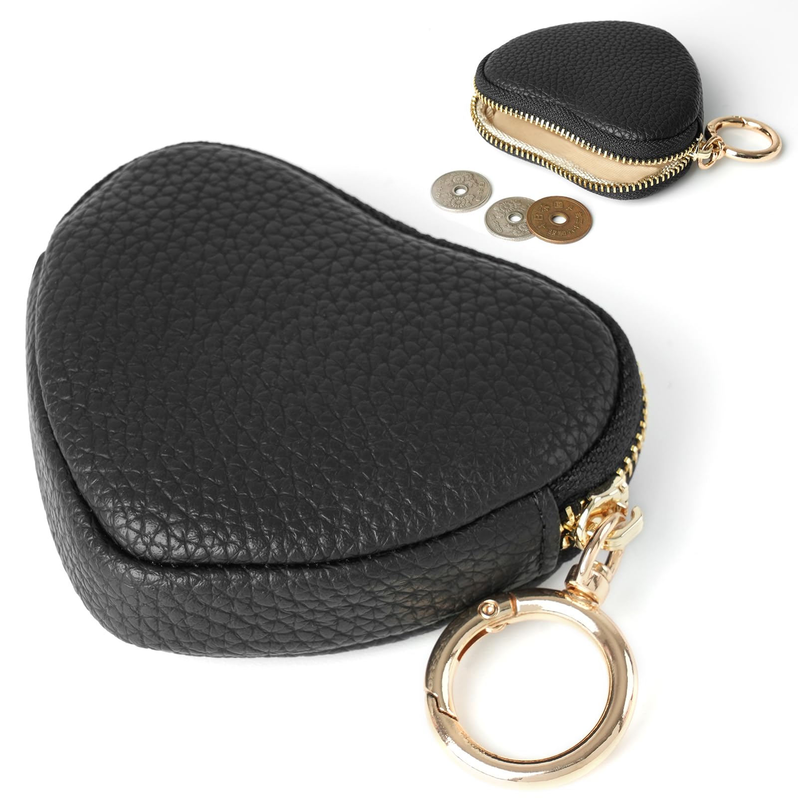

Heart-shaped coin purse for women, case, pouch, mini wallet, makeup, accessories, multi-purpose, small, lightweight, cute coin pouch with carabiner,