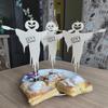 3 Pcs Halloween Cupcake Toppers Spooky Pumpkin Ghost Wooden Cupcake Pick for Halloween Theme Baby Shower Birthday Party Cake Decoration