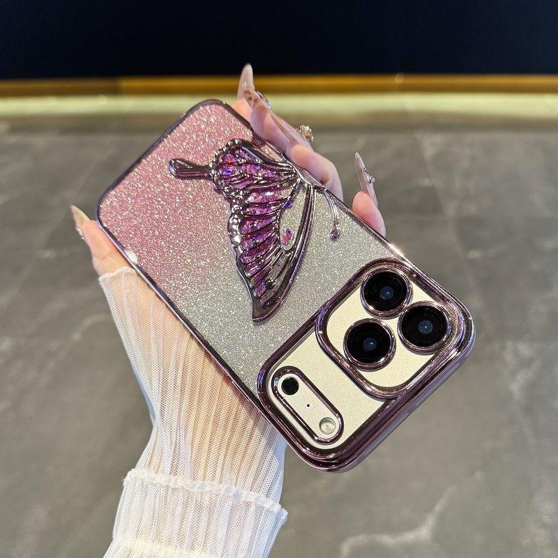 Applicable to iPhone17promax mobile phone case, new quicksand butterfly electroplating, Apple 16 Japanese and Korean luxury 151413