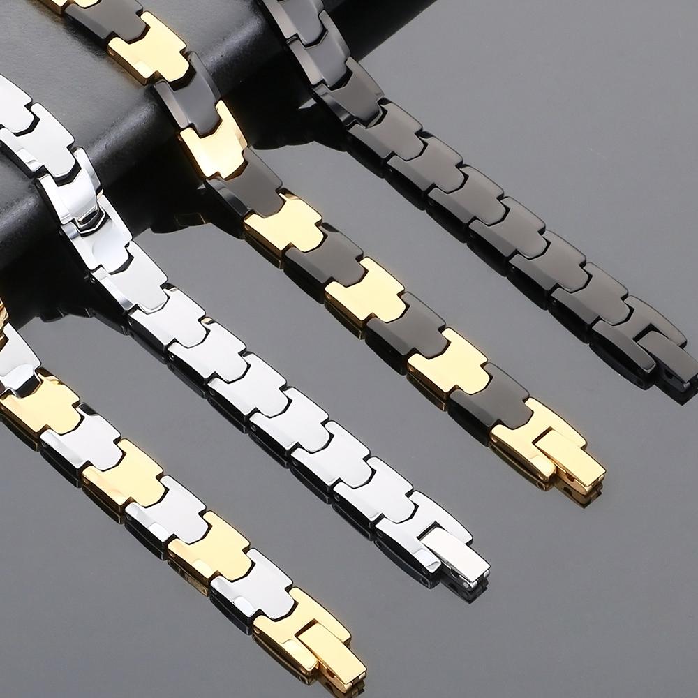 Men's Solid Tungsten Steel Bracelet for Man Woman 18/19/20CM Length 9MM Width Therapeutic Magnetic Bracelet Waterproof Polished