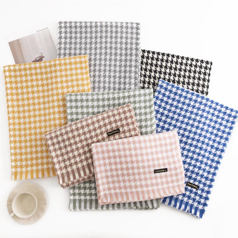 Novo Inverno 2024 Cachecol Grade Mil Aves Moda Commuter Proteção Frio Pescoço Cachecol Caxemira Imitação com Sensação de Alta Qualidade Xale