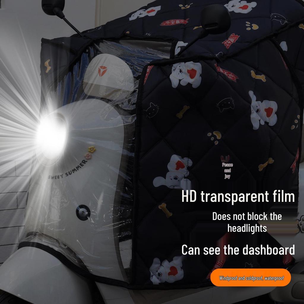 Plush Winter Windproof Electric Vehicle & Motorcycle Cover - Universal Year-Round Cold Protection