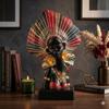 African Style Resin Bust Statue, Retro Tribal Character Sculpture, Home Living Room Cabinet Desktop Art Decor Ornament