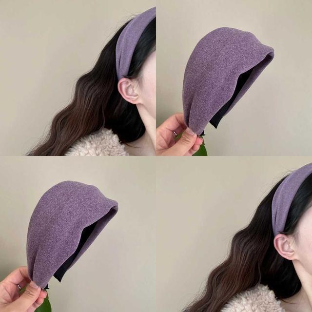 Misty Purple Velvet Headband: Retro Style, Skin-Brightening, Super Wide, Perfect for Autumn and Winter Travel