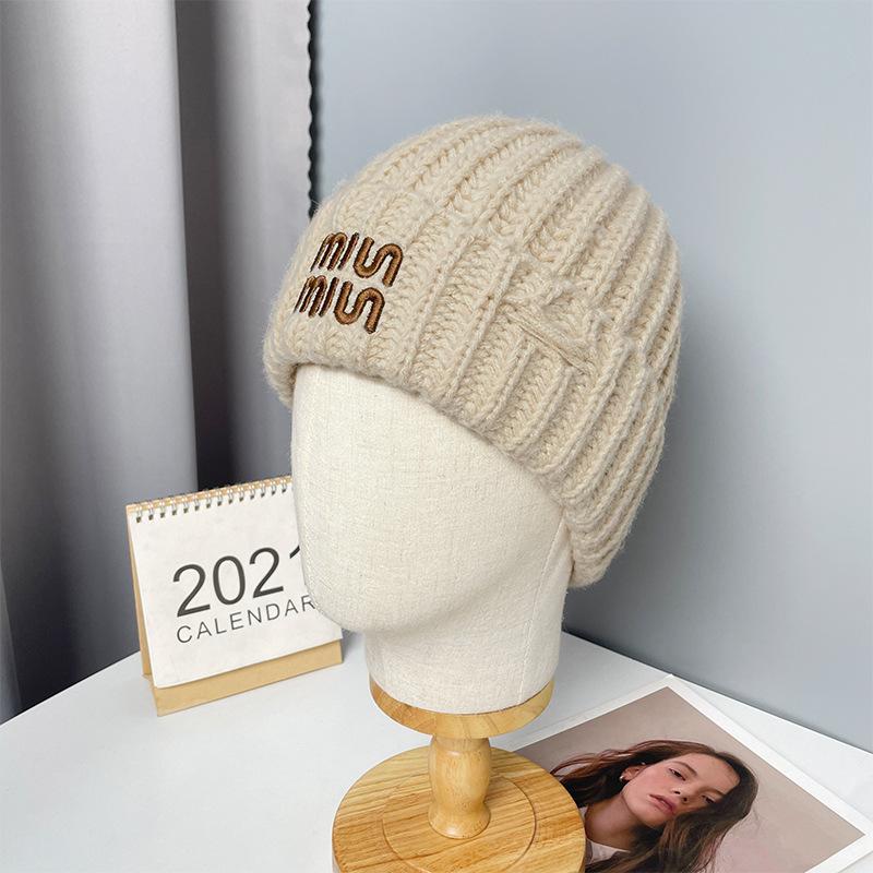 Korean Style All match Knitted Hat Warm Ear Protection Pullover Hat for Women Autumn and Winter Personalized Cold Hat Thickened Plush Hat Small Face
