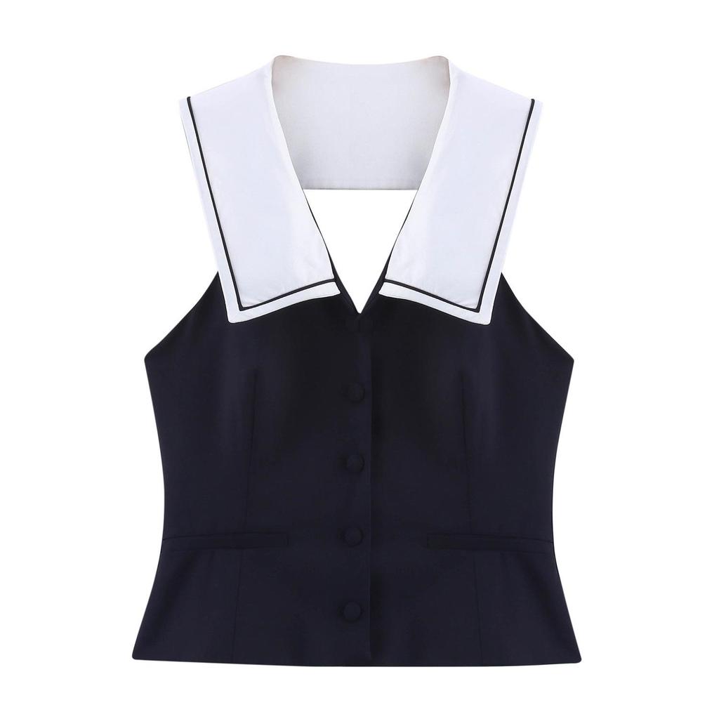 Summer 2025 Preppy Sweet Women's Sleeveless Bow Top