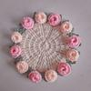 Rose Bouquet Coaster Crochet Flower Placemat Hand Woven Bouquet Cupmat Home Desktop Potted Plant Ornaments Mother's Day Gift