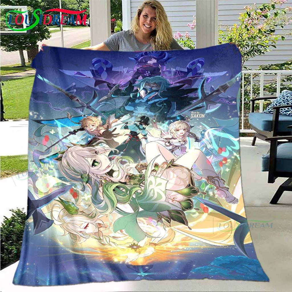 3D Fashion Games G-Genshin Impact Blanket,Flannel Throw Blanket for Bed Sofa Picnic Office Hiking Leisure Nap Birthday Gift