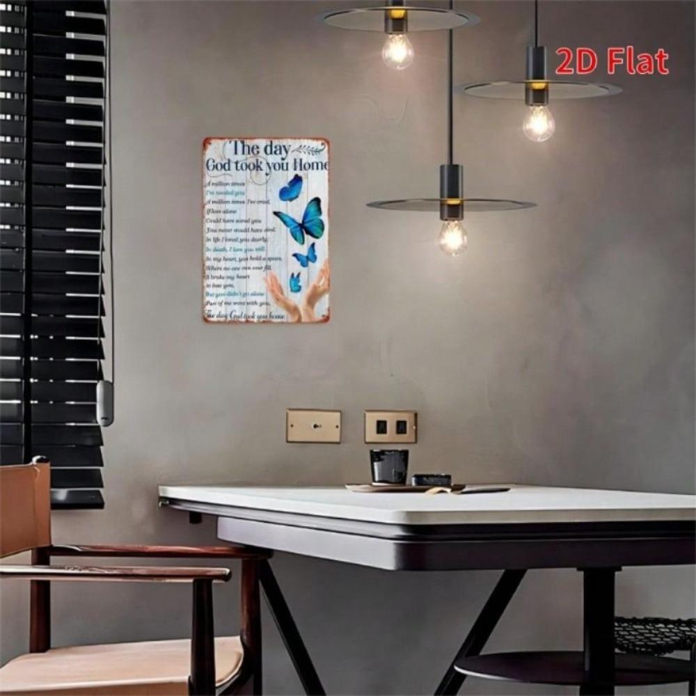 Metal Wall Art Vintage Butterfly Christian Memorial Sign, Retro Home Decor Poster