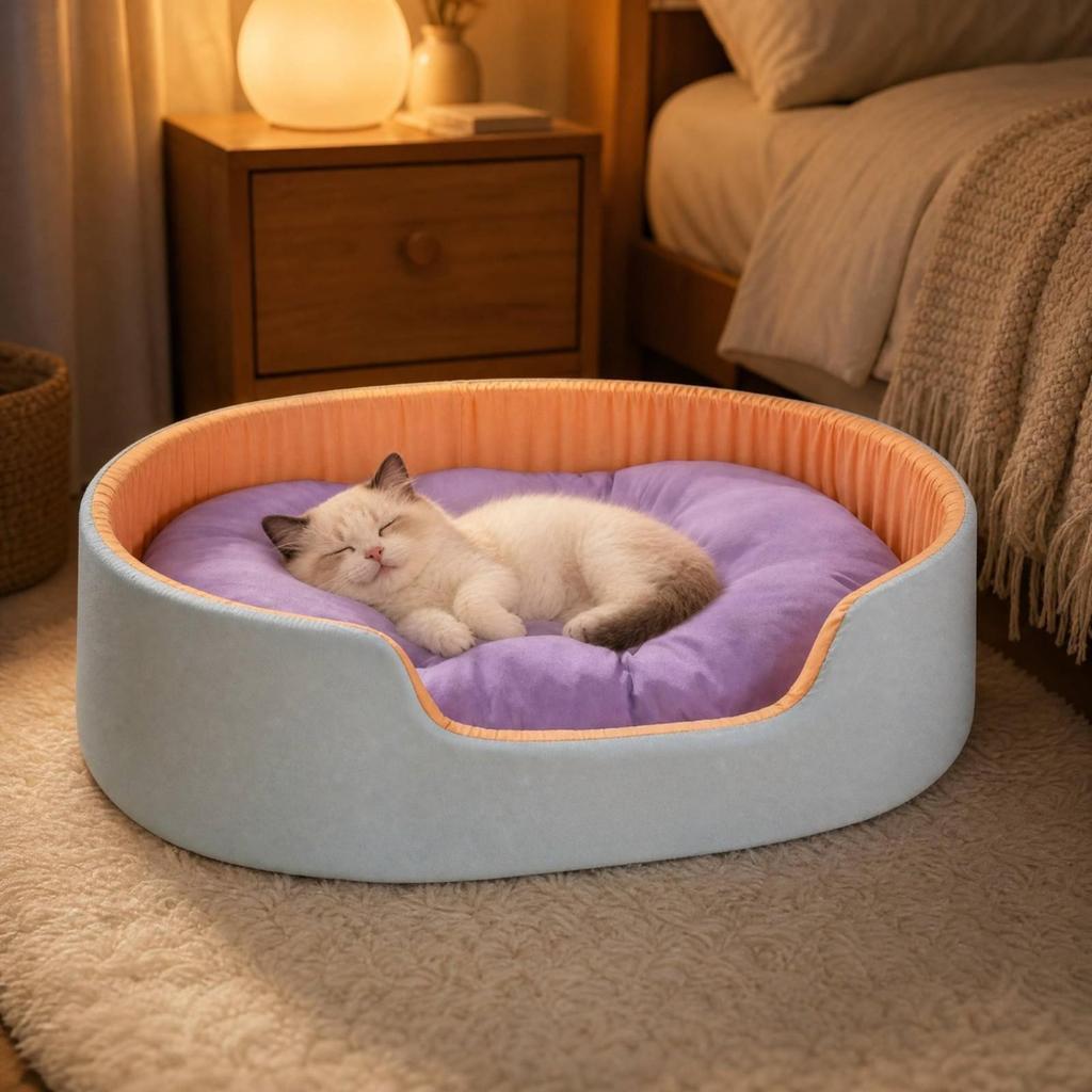 Pet Bed with Removable Pad Soft Semi-Enclosed Nest Calming for Dogs