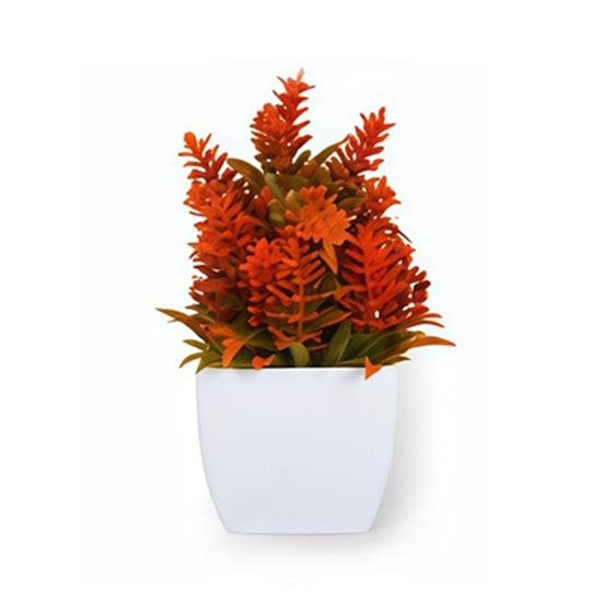 Yousheng Simulated Small Potted Plant, Maintenance-Free, Realistic Autumn Leaves Mini Fake Plant, for Bookshelf E
