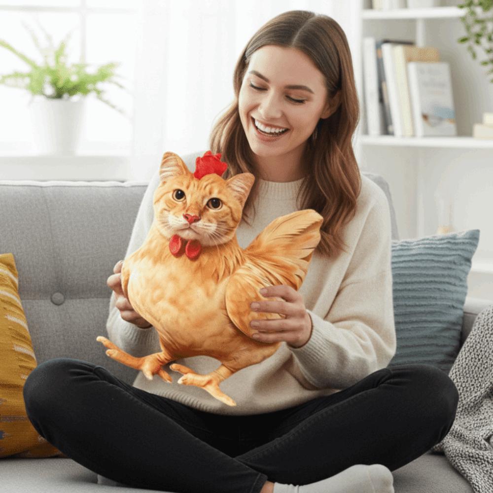 PP Cotton Filled Rooster Cat Plush Toys Realistic Looking Rooster Hen Plush Pendant Birthday Gift