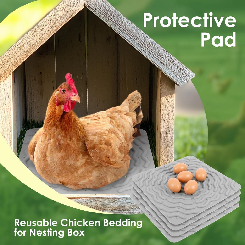 4Pcs 12inch Silicone Hen Nesting Pad Washable Reusable Soft Nesting Bedding Pad Farm Poultry Laying Egg Mat Chicken Accessories
