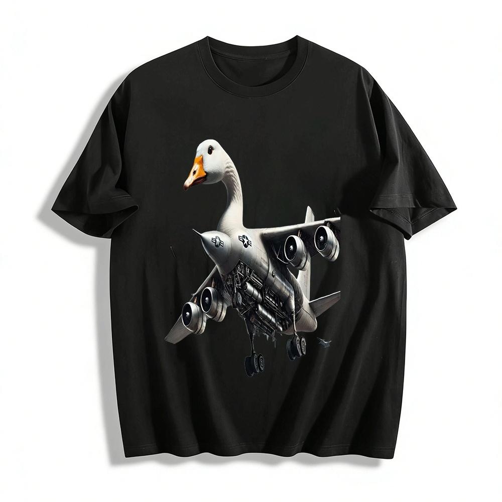 Goose Head Bomber Creative Print Casual T-Shirt Pure cotton T-shirt XXS
