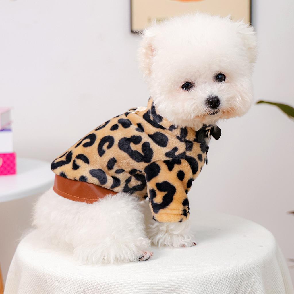 Autumn and winter festival pet cute puppy kitten casual fashion clothing leopard jacket
