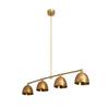 Modern 4 Light Linear Chandelier Raw Brass Mid Century Dining Room Pendant Light Fixture