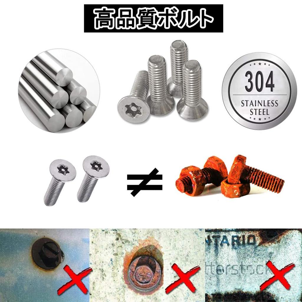 Samcos Car License Plate Anti-Theft Bolt License Frame Security Screws M6 (Black)