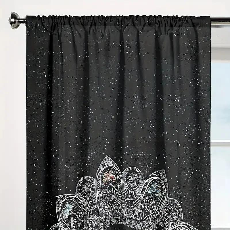 Set Of 2 Colorful Mandala Butterfly Pattern Printed Curtains Window Decorations Home Room Made Polyester
